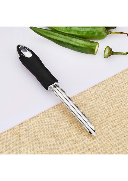 Siyah Stil Chili Pepper Corer Paslanmaz Çelik Zu Kabak Tırtıklı Kenar Zımparaları (Yurt Dışından)