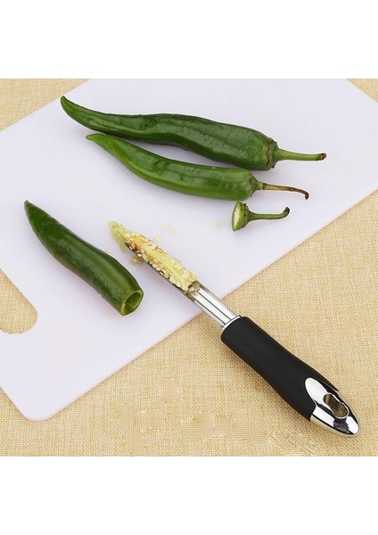 Siyah Stil Chili Pepper Corer Paslanmaz Çelik Zu Kabak Tırtıklı Kenar Zımparaları (Yurt Dışından) modelleri