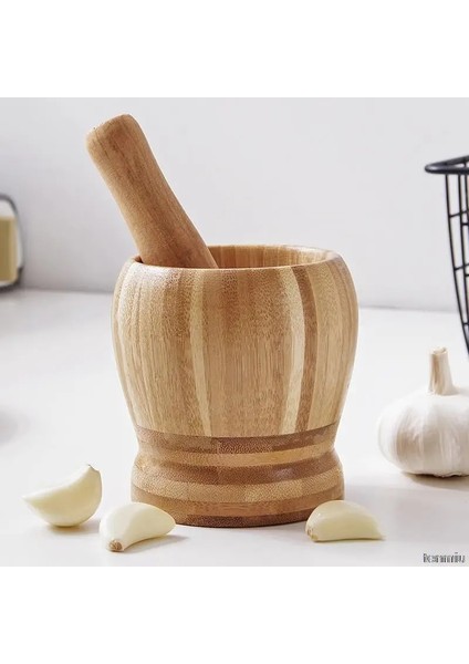 Tenmiu Ev Dıy Dao Sarımsak Nanzhu Sarımsak Mutfak Pot Bir Harç Son Araçları Aracı Ezici Manuel Sarımsak Püresi Bambu Ahşap Cıq (Yurt Dışından)