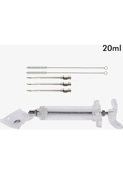 20ML 3iğne 2fırça Stili 20MLMLML Et Enjeksiyonu Paslanmaz Çelik Baharat Enjektörü - Marinade Enjektör Şırınga (Yurt Dışından)