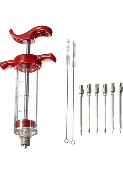 20ML 3 Iğne 2 Fırça Stili 3 Paslanmaz Çelik Iğneler Baharat Şırınga Seti Barbekü Et Lezzet Enjektörü Kithen Pişirme Sosu Marine I Aksesuarları (Yurt Dışından)