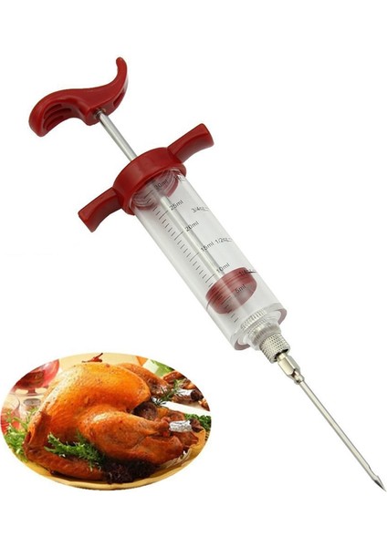1 Iğne Stili 3 Iğneli 30ML Mutfak Şırıngaları Paslanmaz Çelik Iğneler Et Enjektörü Mutfak Aleti Et Pounder Kümes Hayvanları Hindi Et Enjektörleri (Yurt Dışından)