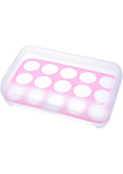 Pembe Tarzı 15 Yumurtalık Buzdolabı Kabı Mutfak Depolama Katlanabilir Ev Kutusu Plastik (Yurt Dışından)