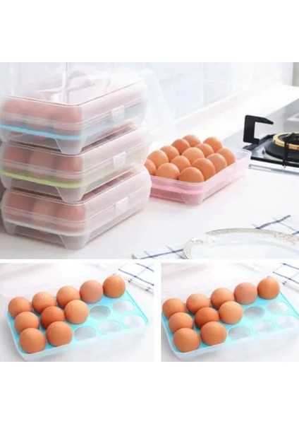 Pembe Tarzı 15 Yumurtalık Buzdolabı Kabı Mutfak Depolama Katlanabilir Ev Kutusu Plastik (Yurt Dışından) modelleri