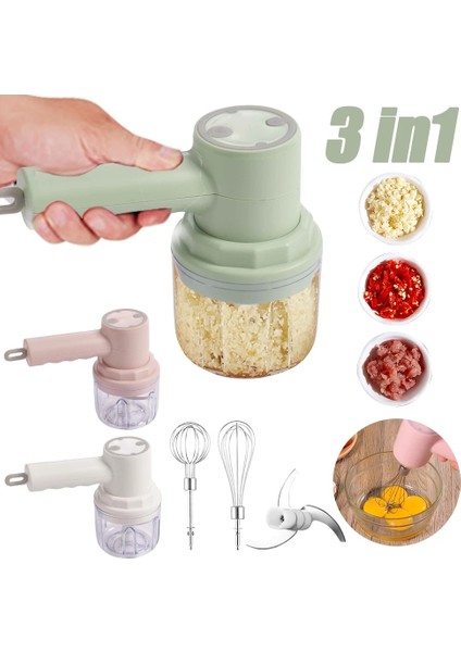 3'ü 1 Arada Beyaz Stili Yükseltin Şarj Edilebilir Sarımsak Zencefil Doğrayıcı USB Elektrikli Yumurta Çırpıcı Çırpma Kablosuz Otomatik Et Gıda Makinesi Elde Taşınabilir Mix Mutfak Aracı (Yurt Dışından) fiyatları