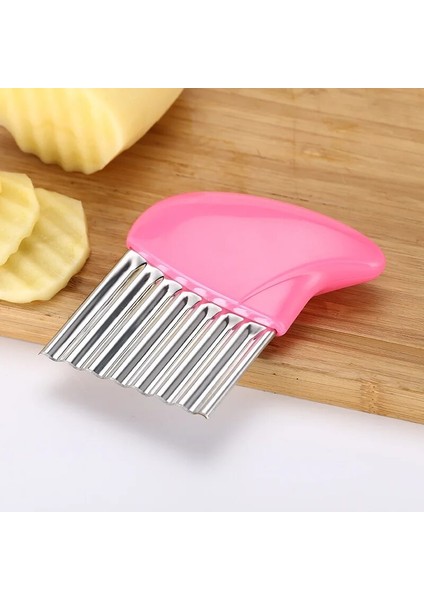 Pembe Stil Dalga Soğan Patates Dilimleri Buruşuk Patates Kızartması Salata Oluklu Gıda Kesme Doğranmış Patates Dilimleri Bıçak Dalgalı Kenarlı Alet (Yurt Dışından) indirimleri