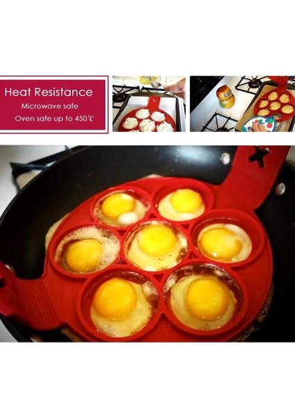 Yıldız Pembe Tarzı Silikon Gözleme Kalıbı Yapışmaz Silikon Pişirme Kalıbı 7 Delikli Dıy Mutfak Pişirme Aracı Pişirme Omlet Kalıbı (Yurt Dışından)