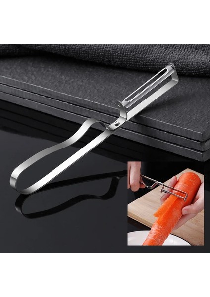 Dikey Soyucu Stili Mutfak Paslanmaz Çelik Çift Kafalı Soyucu Meyve Kazıyıcı Keskin ve Dayanıklı Meyve ve Sebze Aletleri Taşınabilir ＆ Çok Fonksiyonlu (Yurt Dışından) modelleri