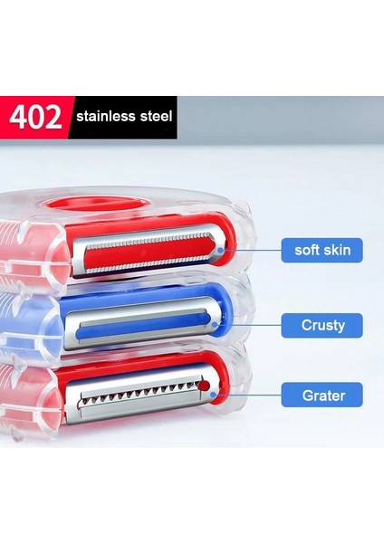 Kırmızı Stil Magic Trio Soyucu Dilimleme Parçalayıcı Soyucu Julienne Kesici Çok Paslanmaz Çelik Bıçak Rende Zesters Mutfak Aksesuarları (Yurt Dışından) fırsatları