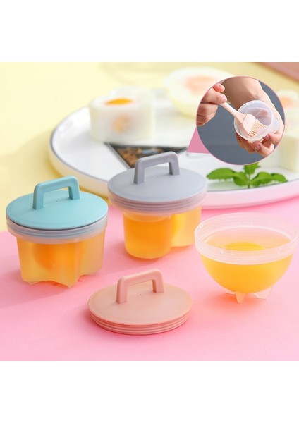 4 Adet Yeşil Stil Set Sevimli Yumurta Kazanı Plastik Yumurta Avcısı Seti Mutfak Yumurta Pişirici Araçları Kapaklı Yumurta Kalıbı Formu Fırçalı Gözleme Makinesi (Yurt Dışından)