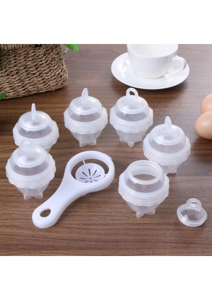 7 Adet Set Stili Et Plastik Yumurta Pişirici Sert Kaynatma Yumurta Pişirici Kabuklar Olmadan Taşınabilir Yumurta Ayırıcı Vapur Çok Fonksiyonlu Yumurta Cutte Araçları (Yurt Dışından)