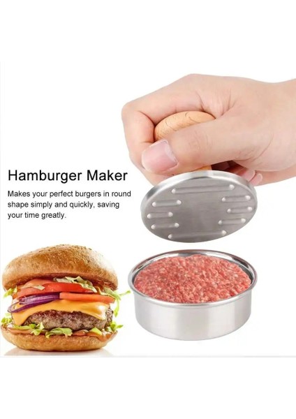 Paslanmaz Çelik Hamburger Makinesi Et Basın Kalıp Manuel Basınçlı Et Pasta Burger Makinesi Hamburger Makinesi Mutfak Aksesuarları Için (Yurt Dışından)