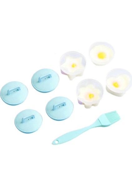 Yeşil Stil 4 Adet Sevimli Yumurta Kazanı Ocak Araçları Plastik Yumurta Kaçak Avcı Kalıp Formu Silikon Fırça ile Set Mutfak Yumurta Ocak Araçları Gözleme Makinesi (Yurt Dışından)