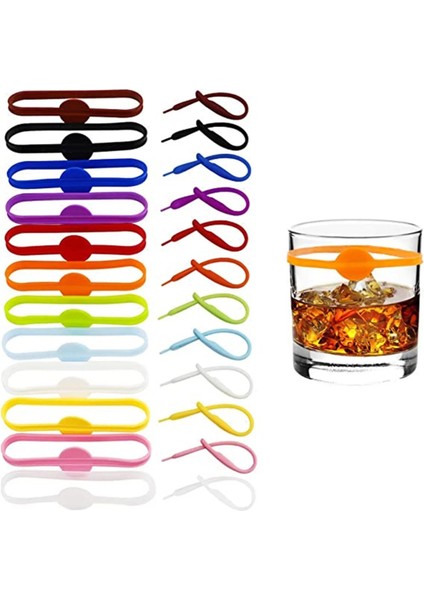 Ab 24 Adet Tarzı Bar Partisi Için Şarap Etiketleri Gözlük Içme Etiketi Seti Gıda Sınıfı Silikon Işareti Uzun Şeritler Kadeh Etiketi Cam Işaretleyiciler (Yurt Dışından)