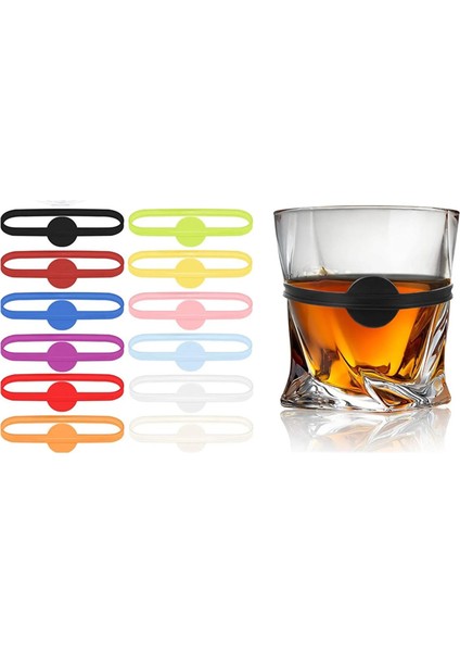 B 12 Adet Tarzı Bar Partisi Için Şarap Etiketleri Gözlük Içme Etiketi Seti Gıda Sınıfı Silikon Işareti Uzun Şeritler Kadeh Etiketi Cam Işaretleyiciler (Yurt Dışından)