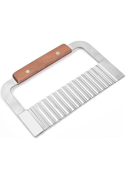 Ahşap Kulp Stili Paslanmaz Çelik Patates Cipsi Dilimleme Hamur Sebze Meyve Kırışık Dalgalı Dilimleme Bıçağı Patates Kesici Doğrayıcı Fransız Fry Maker Araçları (Yurt Dışından)