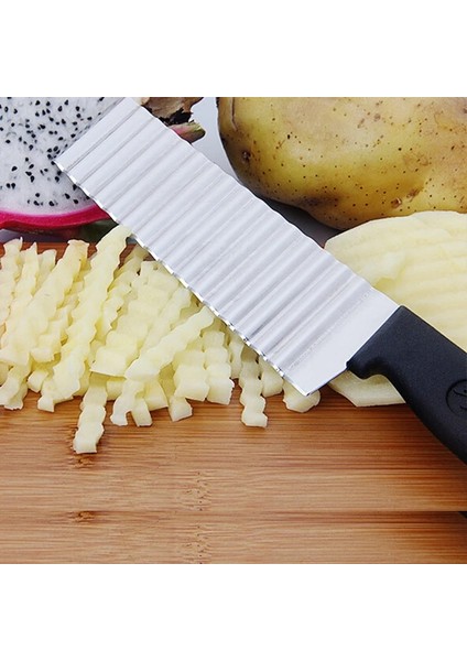 Ahşap Kulp Stili Paslanmaz Çelik Patates Cipsi Dilimleme Hamur Sebze Meyve Kırışık Dalgalı Dilimleme Bıçağı Patates Kesici Doğrayıcı Fransız Fry Maker Araçları (Yurt Dışından) fırsatları