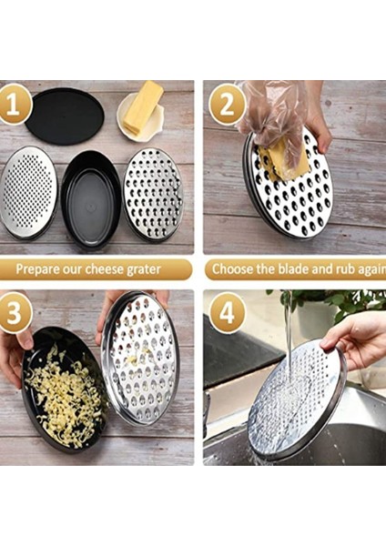 Black Slicer Cheese Grater Vegetables Stainless Steel Oval Box Container Grater (Yurt Dışından)