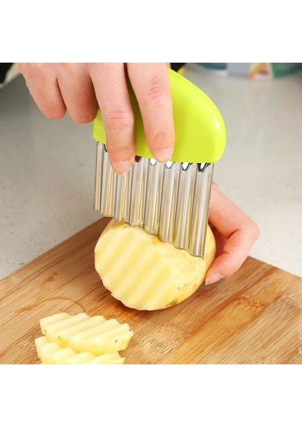 Yeşil Stil Dalga Soğan Patates Dilimleme Kesici Buruşuk Patates Kızartması Salata Oluklu Kesme Doğranmış Patates Dilimleri Bıçak Mutfak Aletleri (Yurt Dışından) indirimleri