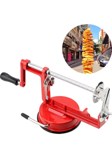 Açık Gri Tarzı Inanılmaz Manuel Kırmızı Paslanmaz Çelik Bükülmüş Patates Elma Dilimleme Spiral Fransız Fry Kesici Pişirme Araçları Makinesi Sebze Spiraliz (Yurt Dışından) fırsatları