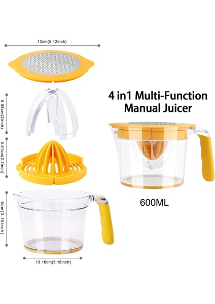 600ML Tarzı Narenciye Portakal Sıkacağı Makinesi Manuel Pres Meyve Limon Sıkacağı Şişe 600ML Sağlıklı Yaşam Taşınabilir Blender Fincan Mutfak Aletleri (Yurt Dışından)
