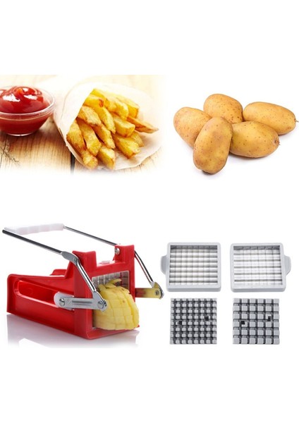 1 Kesici Kafa Stili Manuel Patates Kesici Patates Kızartması Dilimleme Paslanmaz Çelik Patates Cipsi Makinesi Salatalık Havuç Şerit Kesici Chopper Mutfak Gereçleri (Yurt Dışından) modelleri