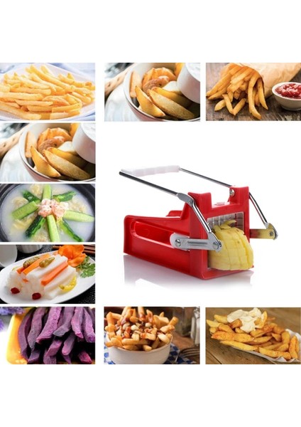 1 Kesici Kafa Stili Manuel Patates Kesici Patates Kızartması Dilimleme Paslanmaz Çelik Patates Cipsi Makinesi Salatalık Havuç Şerit Kesici Chopper Mutfak Gereçleri (Yurt Dışından) indirimleri