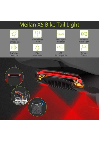 008 Bir Stil X5 Akıllı Otomatik Fren Algılama Işığı Bisiklet Kablosuz Dönüş Işığı Bisiklet Arka Lambası USB Bisiklet Arka Işık Aksesuarları Bisiklet Lazer Işığı (Yurt Dışından) indirimleri