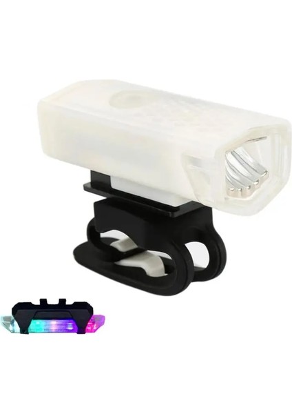 Beyaz Set 4 Tarzı Bisiklet Işığı USB Şarj Edilebilir 300 Lümen 3 Mod Bisiklet Lamba Işığı Ön Far Bisiklet Bisiklet LED El Feneri Fener Kuyruk Işığı (Yurt Dışından)