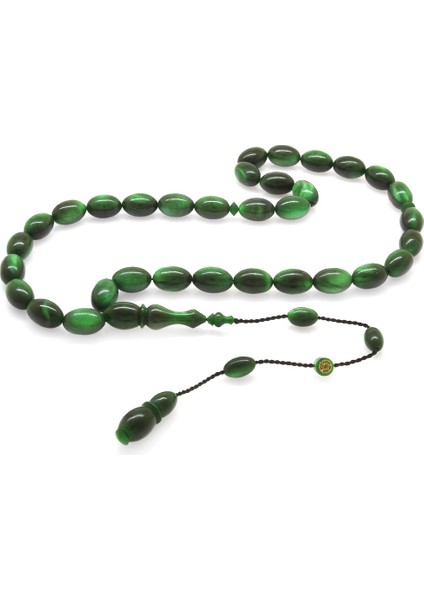 Sistemli Arpa Kesim Sedefli Yeşil-Siyah Çift Renkli Colorful Katalin Tesbih