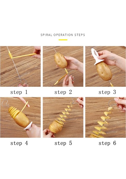 Sebze Kesici B Tarzı 1 Takım Patates Spiral Kesici Dize Dıy Döndür Patates Cipsi Kule Dilimleme Manuel Bükülmüş Patates Kesici Faydalı Mutfak Alet Araçları (Yurt Dışından) fiyatları