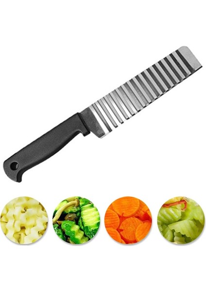 Dilimleme Bıçağı Stili Paslanmaz Çelik Patates Cipsi Dilimleme Hamur Sebze Meyve Kırışık Dalgalı Dilimleme Bıçağı Patates Kesici Doğrayıcı Fransız Fry Maker Araçları (Yurt Dışından)