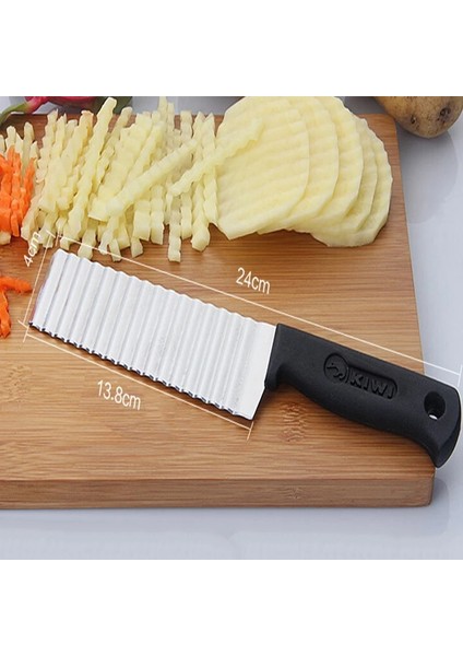 Dilimleme Bıçağı Stili Paslanmaz Çelik Patates Cipsi Dilimleme Hamur Sebze Meyve Kırışık Dalgalı Dilimleme Bıçağı Patates Kesici Doğrayıcı Fransız Fry Maker Araçları (Yurt Dışından)