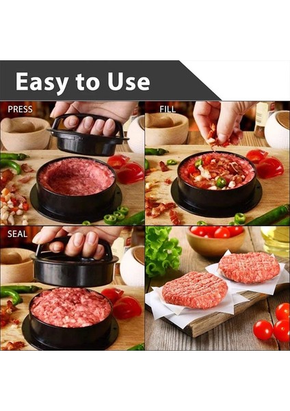 Burger Basın 12.5cm Mutfak Burger Presi Hamburger Makinesi Hamburger Kalıp Pişirme Hamburger Kağıt Diskler Abs Kombinasyon Seti Burger Et Yapma Aracı (Yurt Dışından)