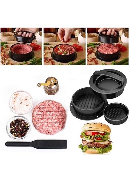 Burger Basın 12.5cm Mutfak Burger Presi Hamburger Makinesi Hamburger Kalıp Pişirme Hamburger Kağıt Diskler Abs Kombinasyon Seti Burger Et Yapma Aracı (Yurt Dışından)