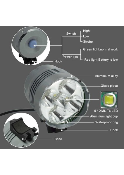 Lamba 6400 Kafa Bandı Stili Wasafire 7000LM 5* Xml T6 LED Bisiklet Işık Bisiklet Kafa Lambası Bisiklet Far Mtb Ön Işık + Pil Paketi + 8.4V Şarj Cihazı (Yurt Dışından)