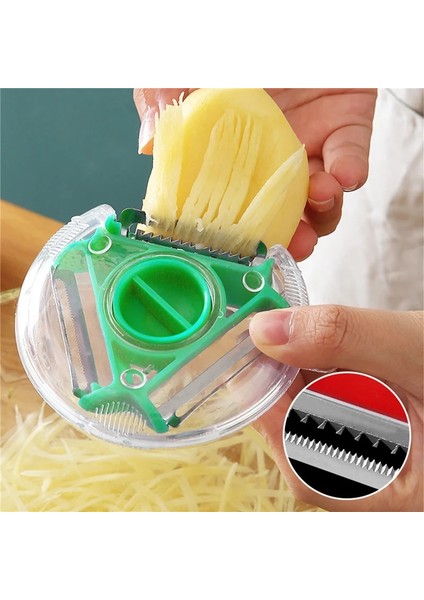 Yeşil Stil Üçü Bir Arada Soyucu Meyve ve Sebze Soyucu Parçalayıcı Dilimleme Çok Fonksiyonlu Paslanmaz Çelik Mutfak Alet Aksesuarları (Yurt Dışından)