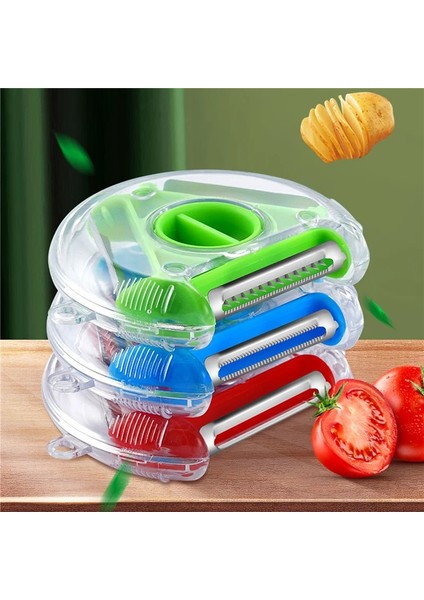 Yeşil Stil Üçü Bir Arada Soyucu Meyve ve Sebze Soyucu Parçalayıcı Dilimleme Çok Fonksiyonlu Paslanmaz Çelik Mutfak Alet Aksesuarları (Yurt Dışından) fiyatları