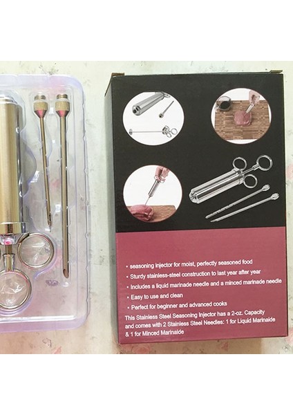 Siyah Stil Grill 2-Oz Marine Baharat Enjektör Hindi Et Enjektörleri Paslanmaz Çelik 3 Iğneli Pişirme Şırınga Enjeksiyon (Yurt Dışından) fiyatları