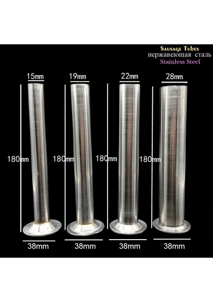 3.8cm Ss x 4 Adet Tarzı 4 Adet Paslanmaz Çelik Gıda Güvenli Sınıf Sosis Doldurma Tüpleri Huniler Nozullar Sosis Üreticimiz Için Yedek Parça 3.8cm Baz (Yurt Dışından)