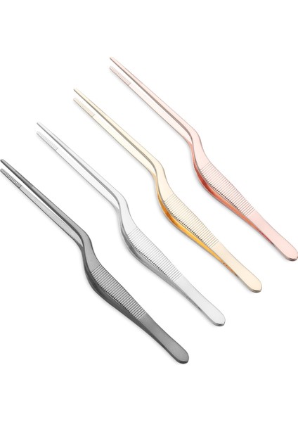 14CM Tarzı 14 cm Barbekü Maşa Sunum Paslanmaz Çelik Cımbız Mutfak Aracı Gümüş Kaplama Şef Gıda Cımbız Barbekü Klip (Yurt Dışından)