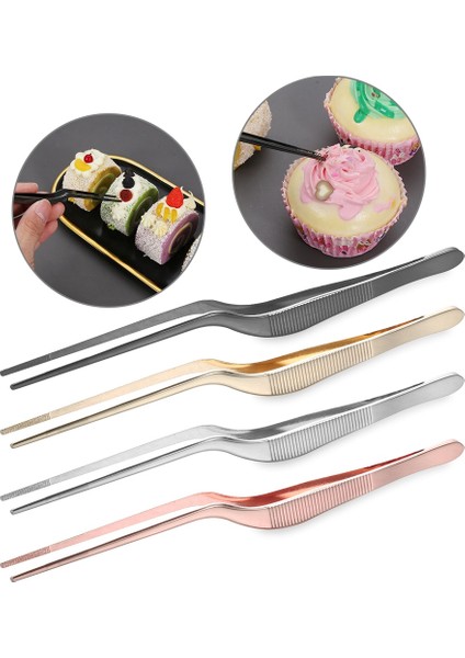 14CM Tarzı 14 cm Barbekü Maşa Sunum Paslanmaz Çelik Cımbız Mutfak Aracı Gümüş Kaplama Şef Gıda Cımbız Barbekü Klip (Yurt Dışından)