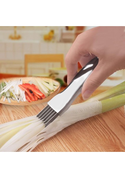 Gümüş Tarzı 1 Adet Mutfak Soğan Bıçağı Kesici Rende Sebze Aracı Çok Doğrayıcı Keskin Paslanmaz Rendelenmiş Yeşil Soğan Bıçağı Kesim Dilimleme (Yurt Dışından) modelleri