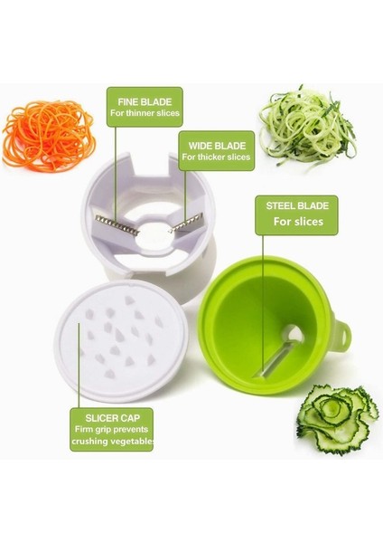 Yeşil Stil Spiralizer Sebze Dilimleme Spiral Kesici Döner Parçalayıcı Soyucu Manuel Meyve Patates Havuç Turp Rende Mutfak Aletleri (Yurt Dışından) modelleri