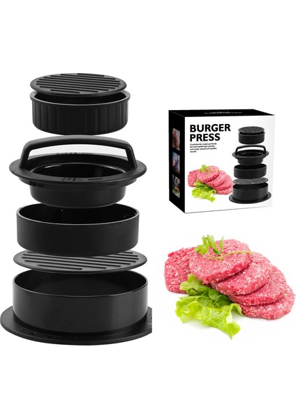 Kutu Stili Hamburger Makinesi Hamburger Presi Yuvarlak Şekil Yapışmaz Şef Pirzola Hamburger Et Sığır Eti Izgara Burger Presi Patty Maker Kalıp Barbekü (Yurt Dışından)
