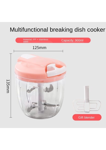 Pembe Büyük Stil Mini Manuel Sebze Doğrayıcı 3 Bıçaklı Bıçaklar Et Için El Mikseri Soğan Salatası Zencefil Meyve Sarımsak Doğrama Hafif (Yurt Dışından)