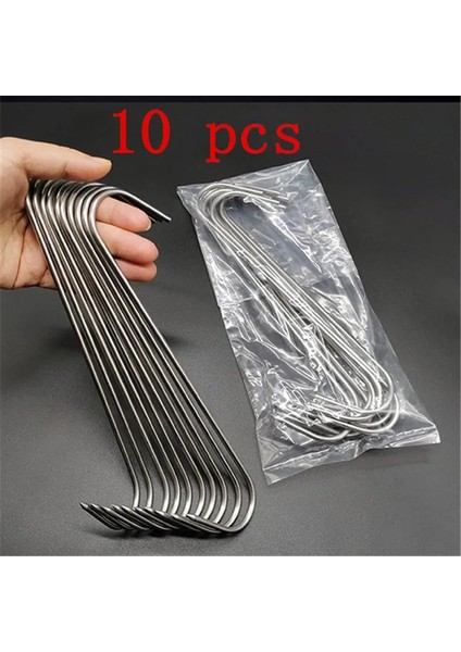 10 Adet 3mm 10CM Tarzı S Keskin Paslanmaz Çelik Sığır Kancası Kızartma Et Squab Tavuk Kanadı Mutfak Kancaları Barbekü Pastırma Domuz Pastırması Kızartma Ördek Kancası Türkiye Kancası (Yurt Dışından)
