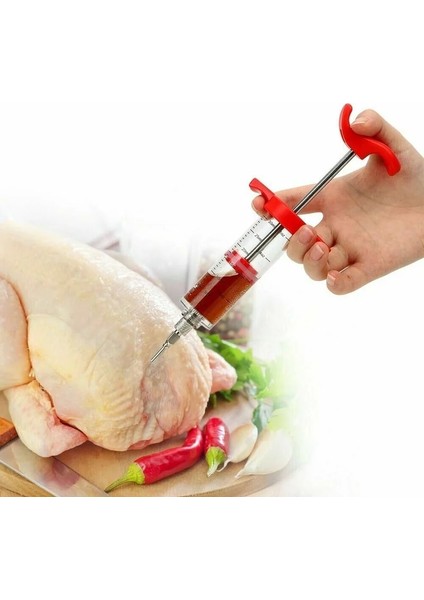 Paslanmaz Çelik Baharat Şırınga Marinade Enjektör Lezzet Şırınga Pişirme Et Kümes Hayvanları Hindi Tavuk Mutfak Barbekü Aracı Cocina (Yurt Dışından)