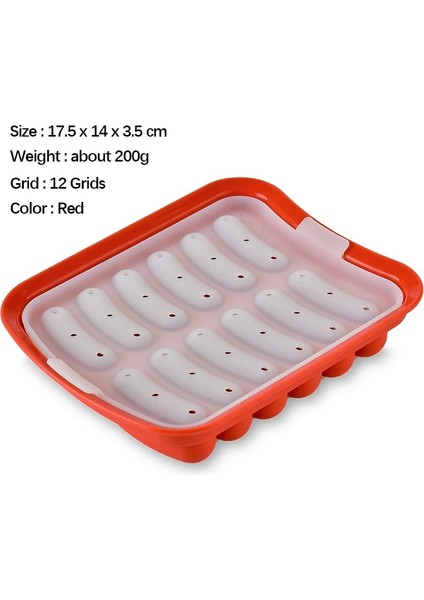 12 Delikli Kırmızı Stil Bpa Ücretsiz Sosis Yapıcı Silikon Kalıp Sosisli Sandviç El Yapımı Jambon Sosis Kalıp Mutfak Yapımı Sosisli Sandviç Lfgb Silikon Dıy Araçları (Yurt Dışından)