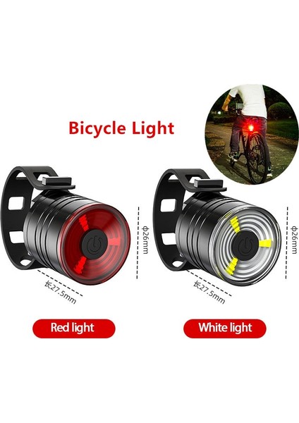 Beyaz Stil Bisiklet Arka Işık Ipx6 Su Geçirmez LED Şarj Bisiklet Akıllı Otomatik Fren Algılama Işık Aksesuarları 200M Bisiklet Arka Lambası Işığı (Yurt Dışından) modelleri